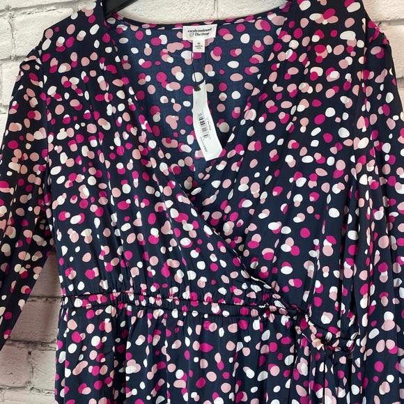 The Drop Pink Polka Dot Abstract Print Faux Wrap Long Sleeved Dress Size XL NWT - Picture 5 of 13